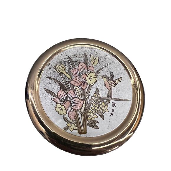 Art Of Chokin Porcelain Trinket Box Butterfly &Hummingbird 24 Gold Trim Set Of 2 - Picture 3 of 11